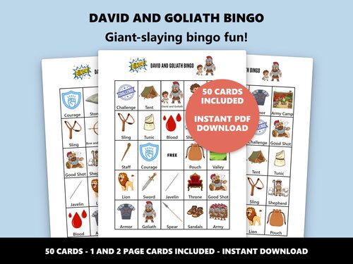 David and Goliath Bingo Bible story bingo game