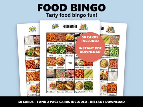 Food Bingo food themed bingo game for kids