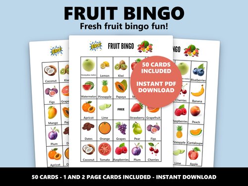 Fruit Bingo fresh fruit bingo game for young children