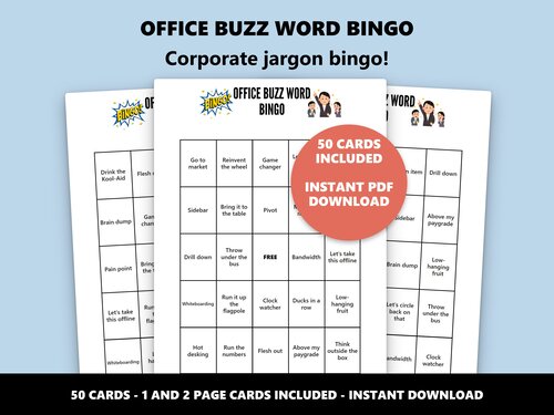 Office Buzz Word Bingo corporate jargon bingo game