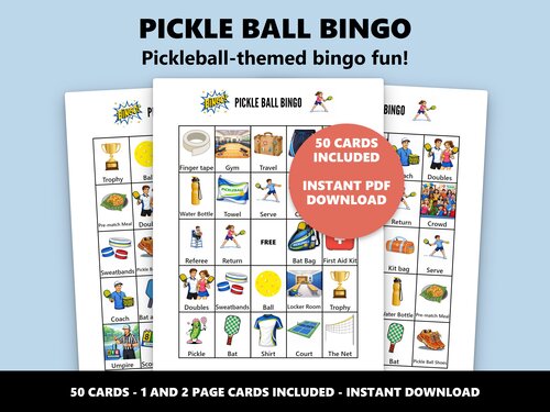 Pickle Ball Bingo pickleball themed bingo game