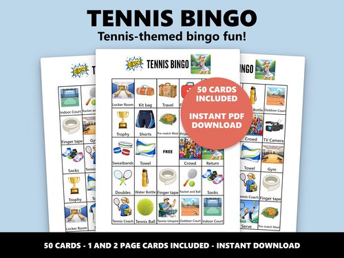 Tennis Bingo tennis themed bingo game