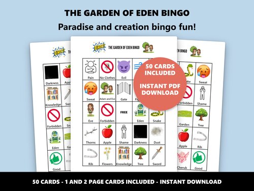 Garden of Eden Bingo Bible story bingo game