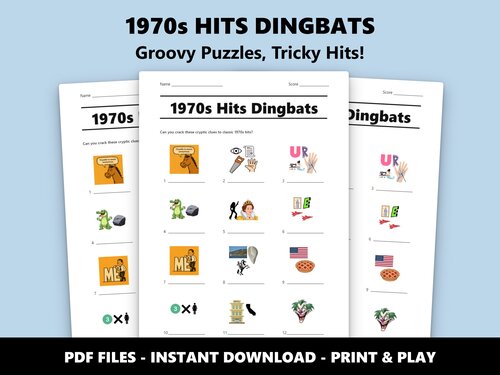 1970s Hits Dingbats picture quiz – 50th birthday music game