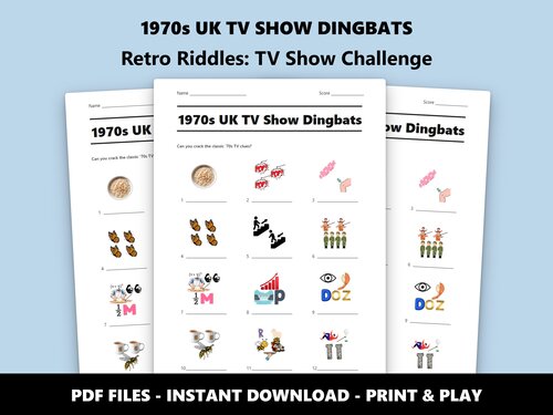1970s UK TV Show Dingbats picture quiz – 50th birthday