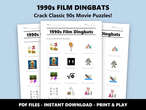 1990s Film Dingbats picture quiz – 30th birthday movie game