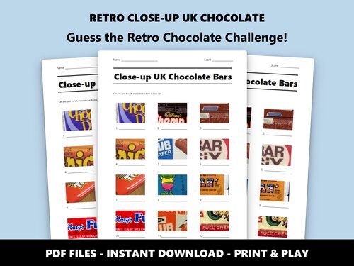 Retro Close-up UK Chocolate quiz sheet preview