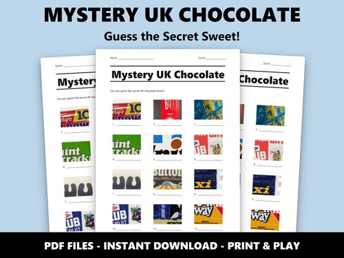 Mystery UK Chocolate quiz sheet preview