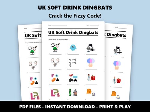 UK Soft Drink Dingbats quiz sheet preview