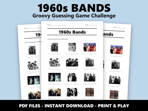 1960s Bands picture quiz sheet preview