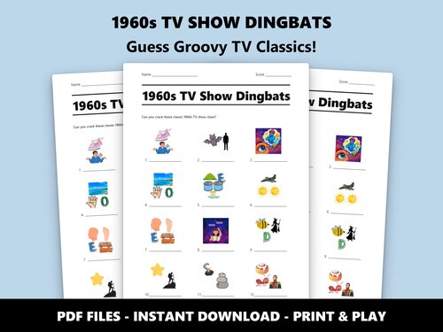 1960s TV Show Dingbats quiz sheet preview