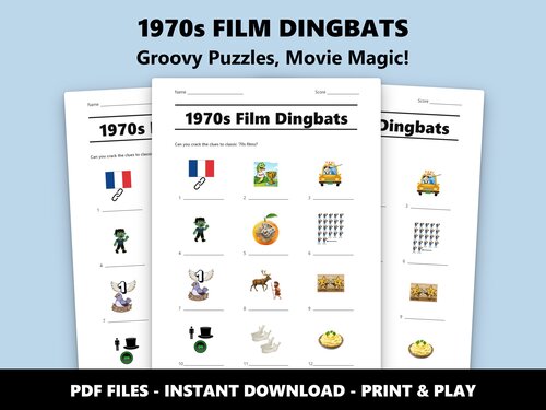1970s Film Dingbats quiz sheet preview
