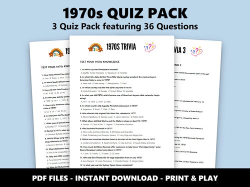 1970s Quiz Pack bundle preview