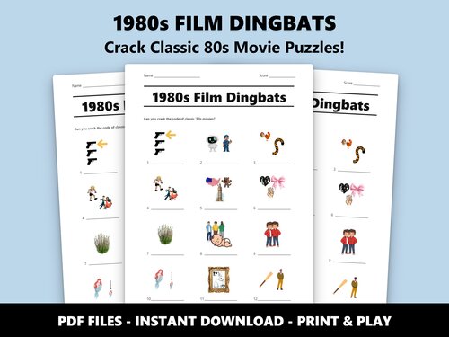 1980s Film Dingbats quiz sheet preview