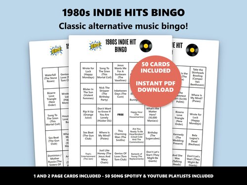 1980s Indie Hits Bingo game preview