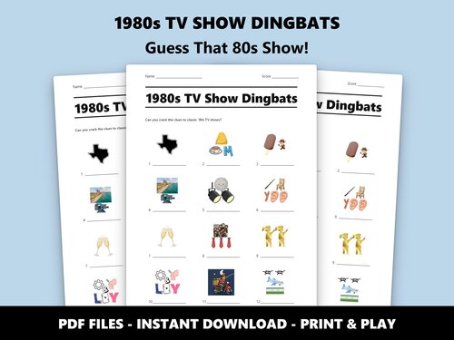 1980s TV Show Dingbats quiz sheet preview