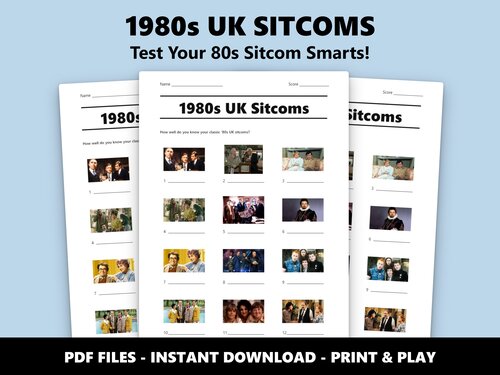 1980s UK Sitcoms picture quiz sheet preview