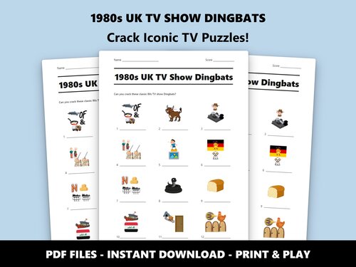1980s UK TV Show Dingbats quiz sheet preview