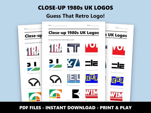 Close-up 1980s UK Logos picture quiz sheet preview