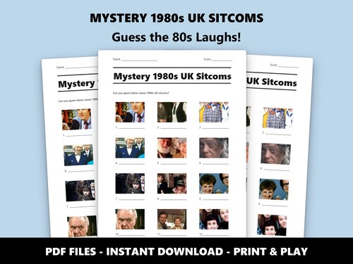 Mystery 1980s UK Sitcoms picture quiz sheet preview