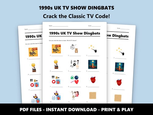 1990s UK TV Show Dingbats picture puzzle quiz