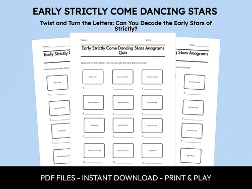 Early Strictly Come Dancing Stars Anagrams Quiz
